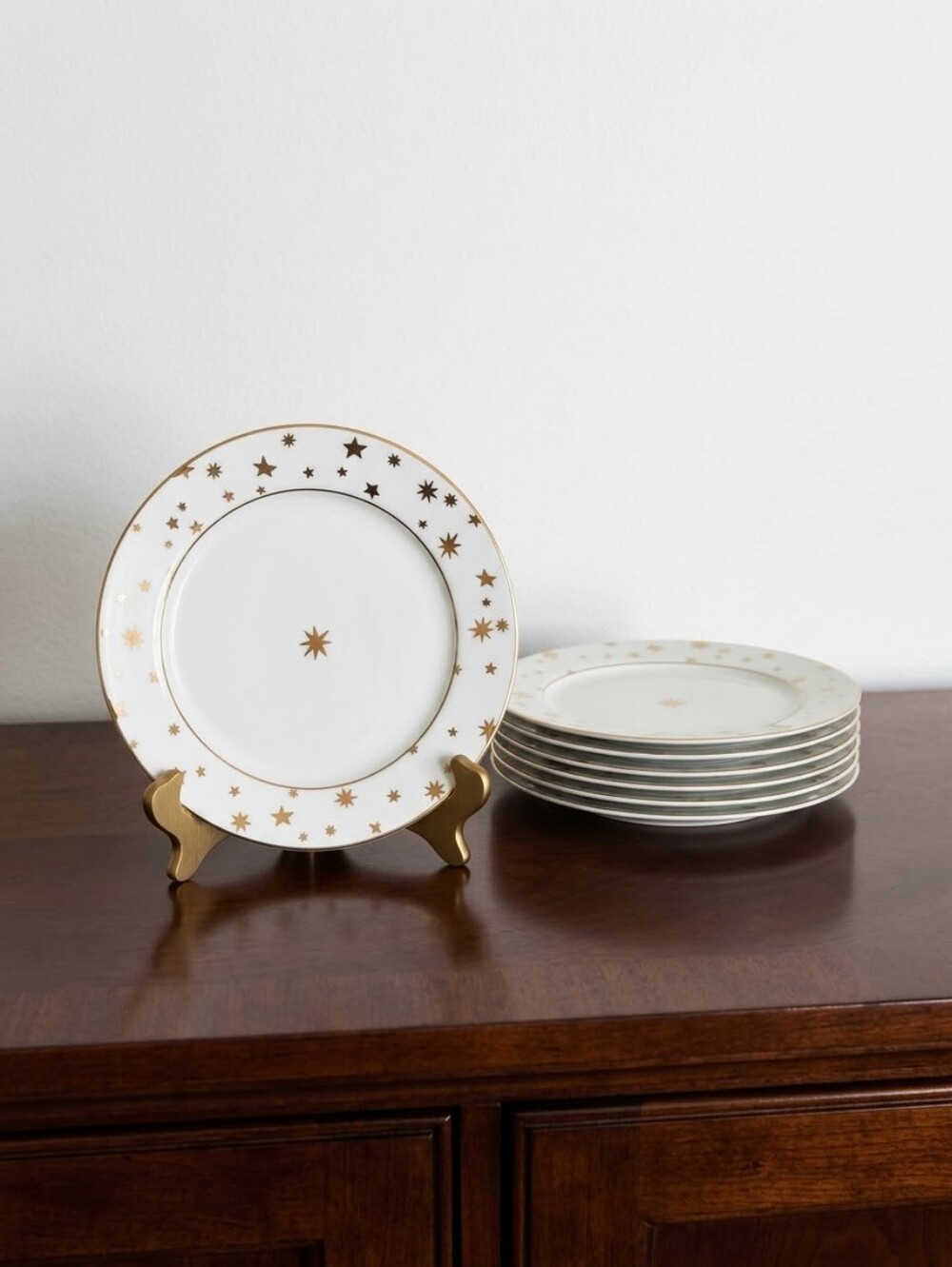 Sakura White and Gold Celestial Salad Plate Only Set Of 8